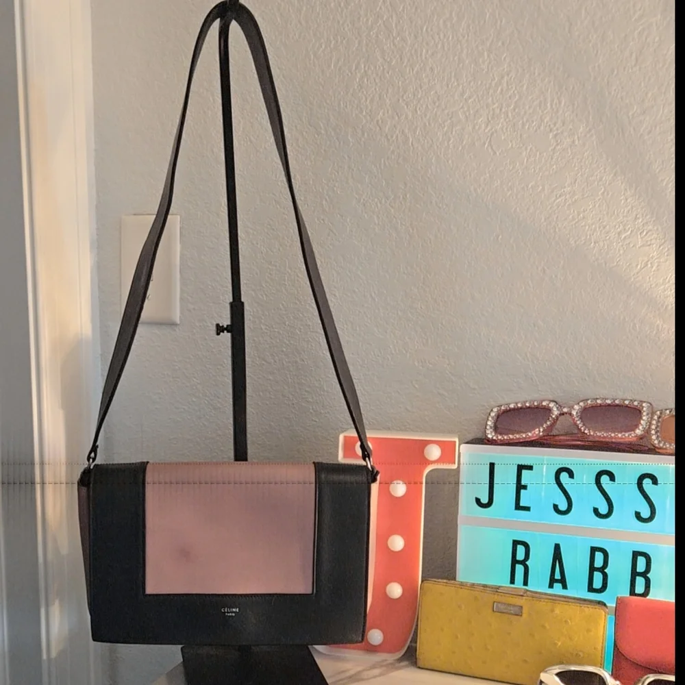 Celine Pink and Gray MEDIUM FRAME Leather Shoulder Bag - Picture 14 of 16